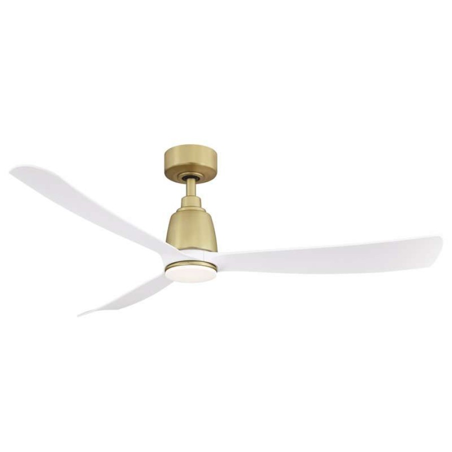 Ceiling Lighting * | Coupon Fanimation Kute, 52 Brushed Satin Brass With Matte White Blades