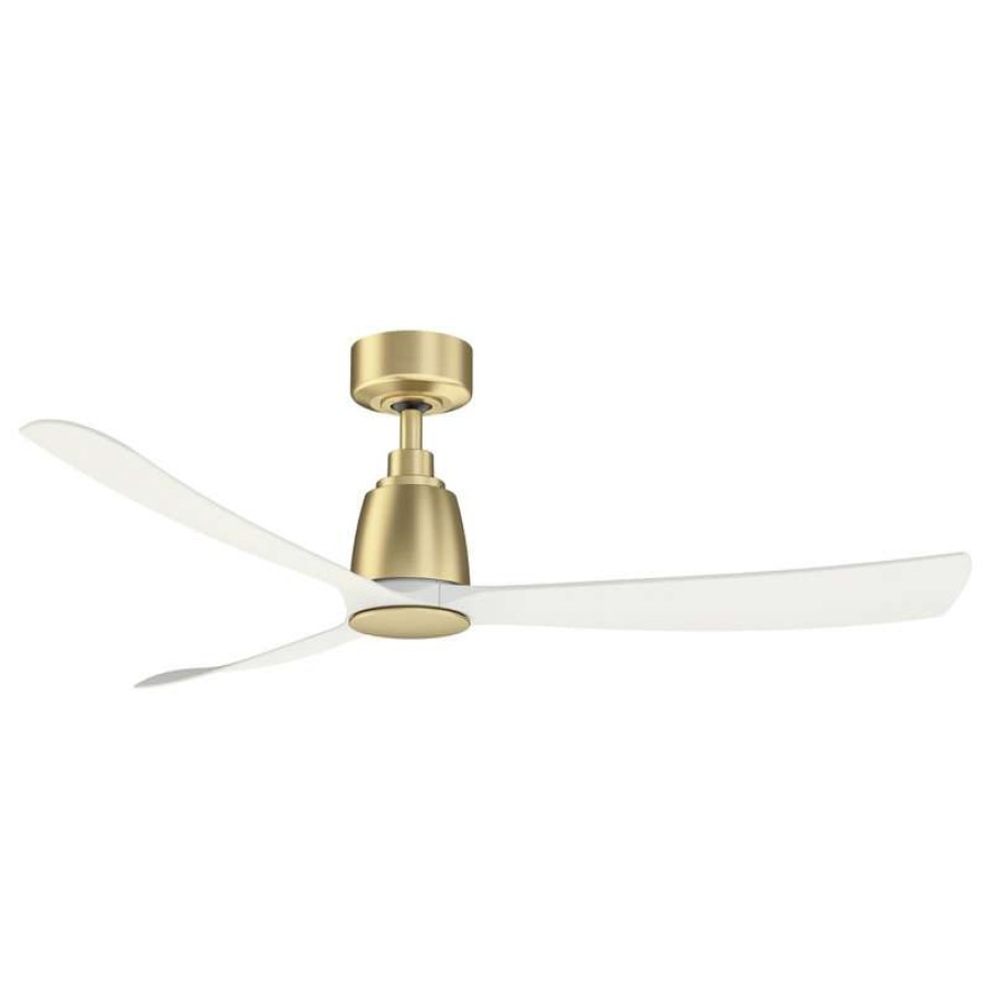 Ceiling Lighting * | Coupon Fanimation Kute, 52 Brushed Satin Brass With Matte White Blades