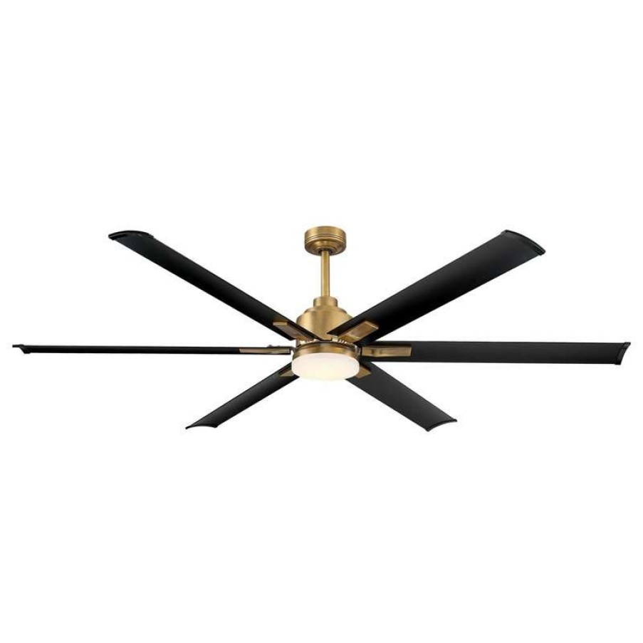 Ceiling Lighting * | Promo Whoselamp 72 In. Integrated Led Indoor Natural Brass Ceiling Fan With Light And Remote