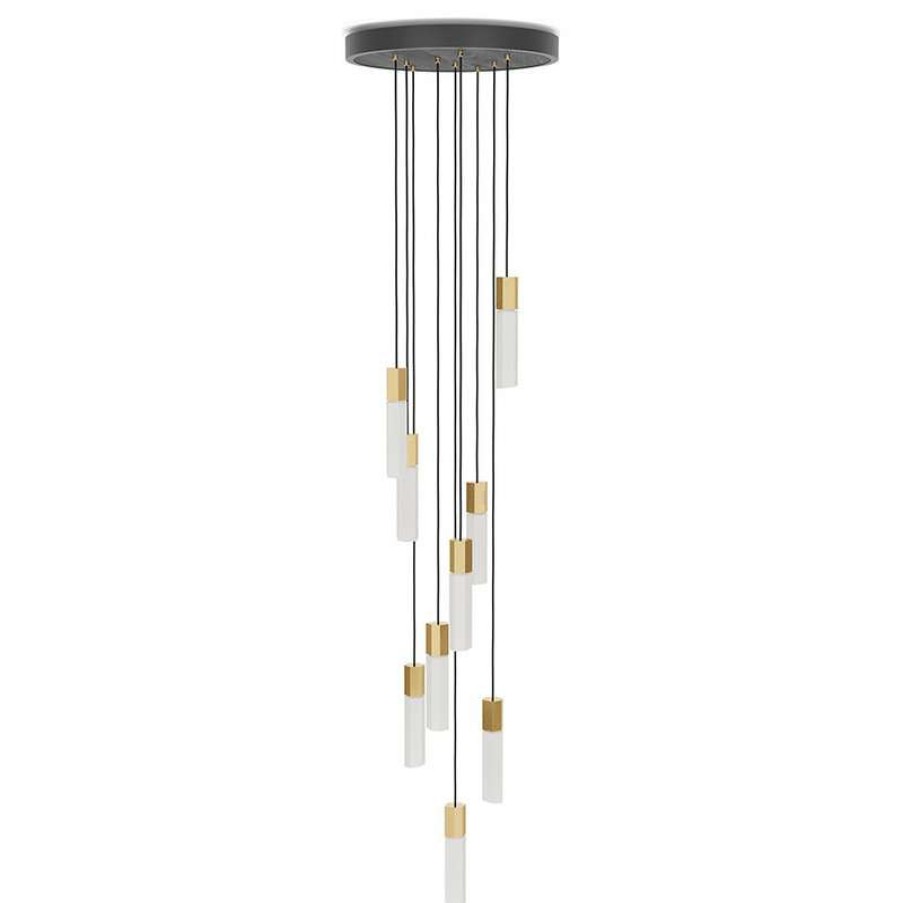 Ceiling Lighting * | Cheap Tala Basalt 9 Drop Ceiling Light With Brass Pendant