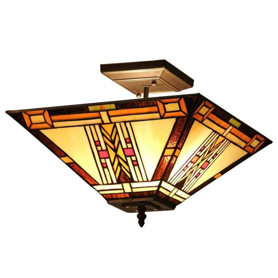 Ceiling Lighting * | Promo Chloe Lighting, Inc. Gode 2-Light Mission Semi-Flush Ceiling Fixture