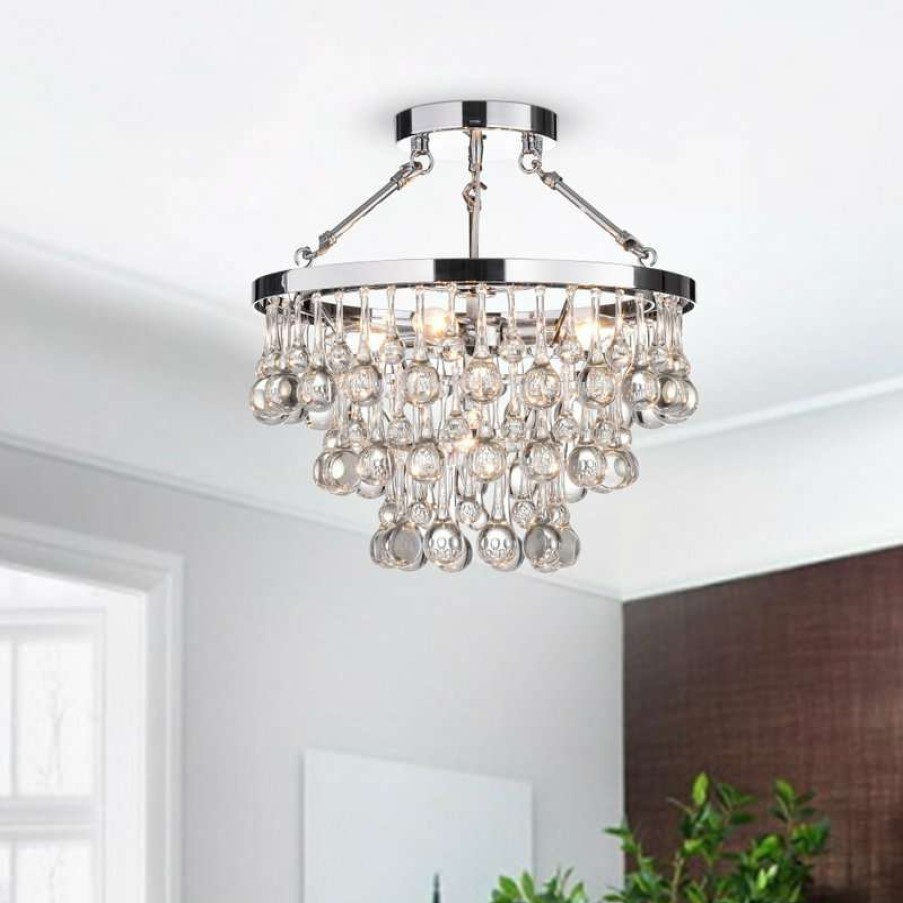 Ceiling Lighting * | Brand New Greenville Signature Ariane 5-Light Chrome Semi Flush Mount