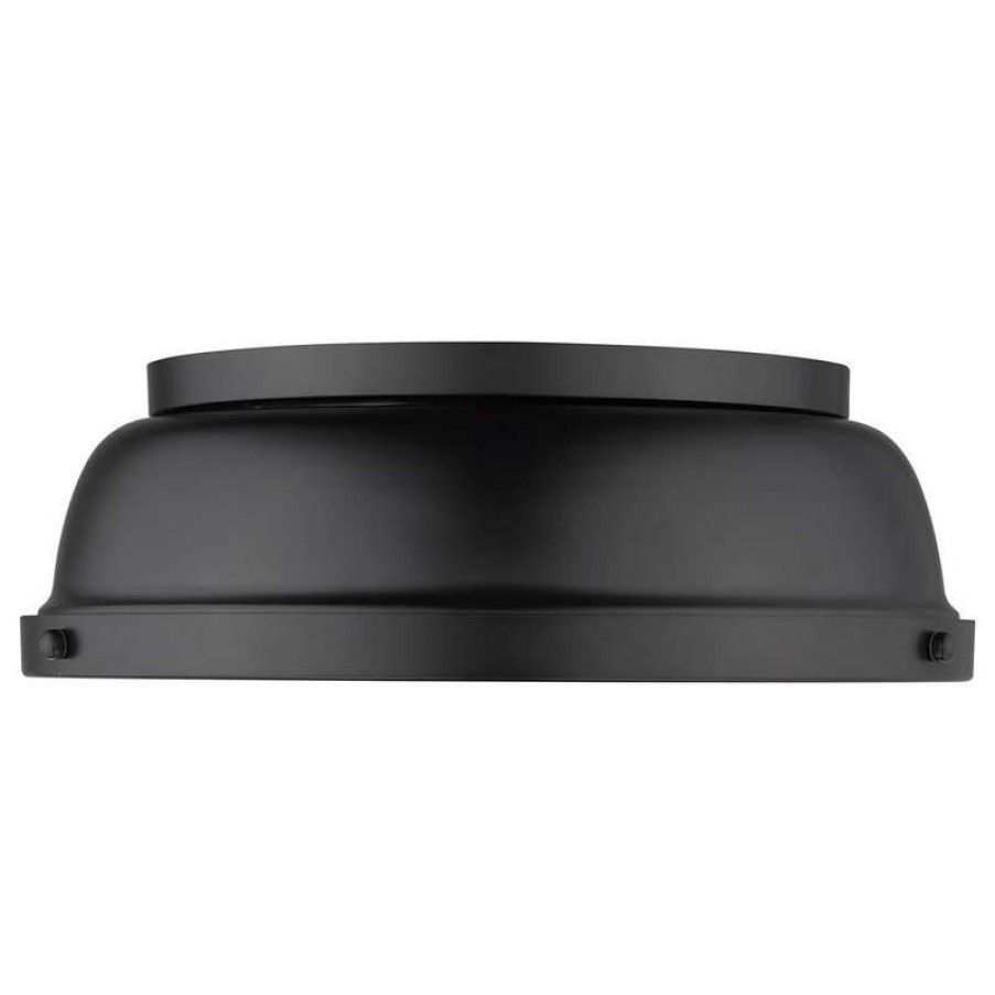 Ceiling Lighting * | Budget Golden Lighting Duncan 14 Flush Mount, Black With Matte Black Shade