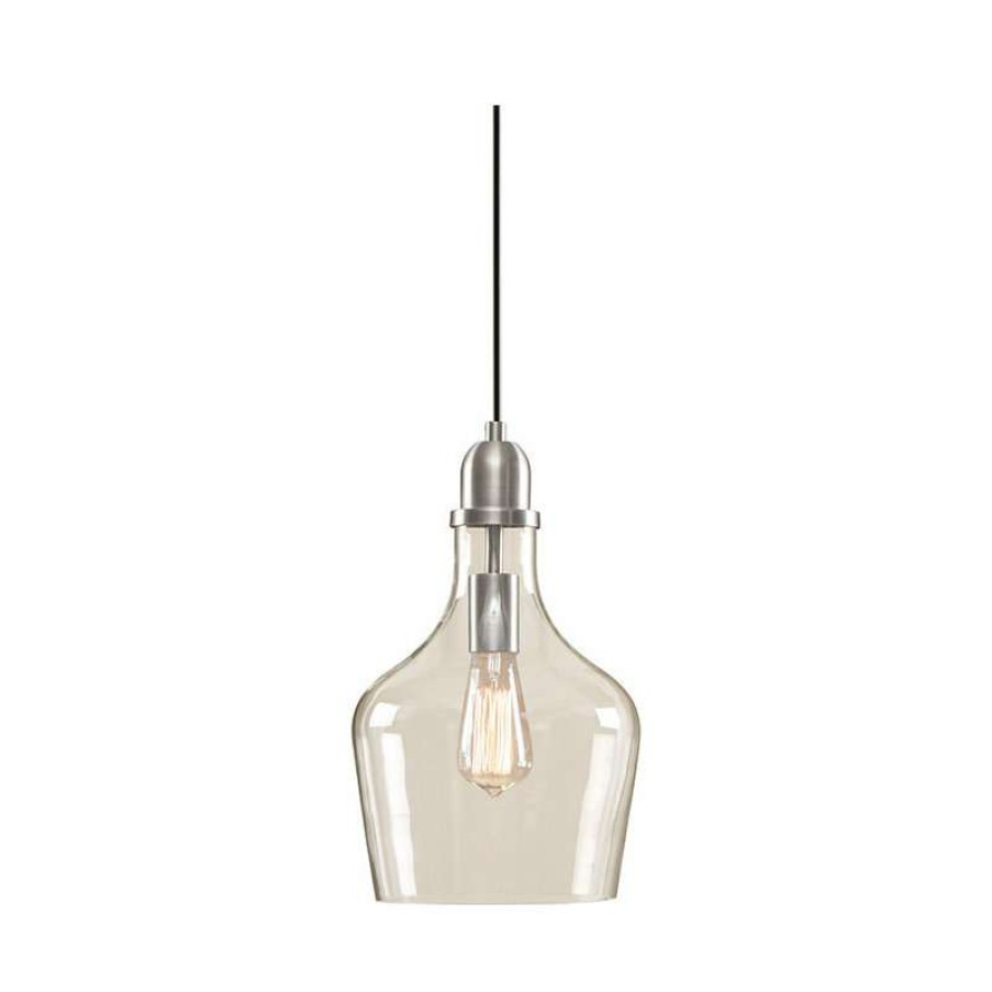 Ceiling Lighting * | Cheap Olliix Hampton Hill Auburn Bell Shaped Glass Pendant, Silver