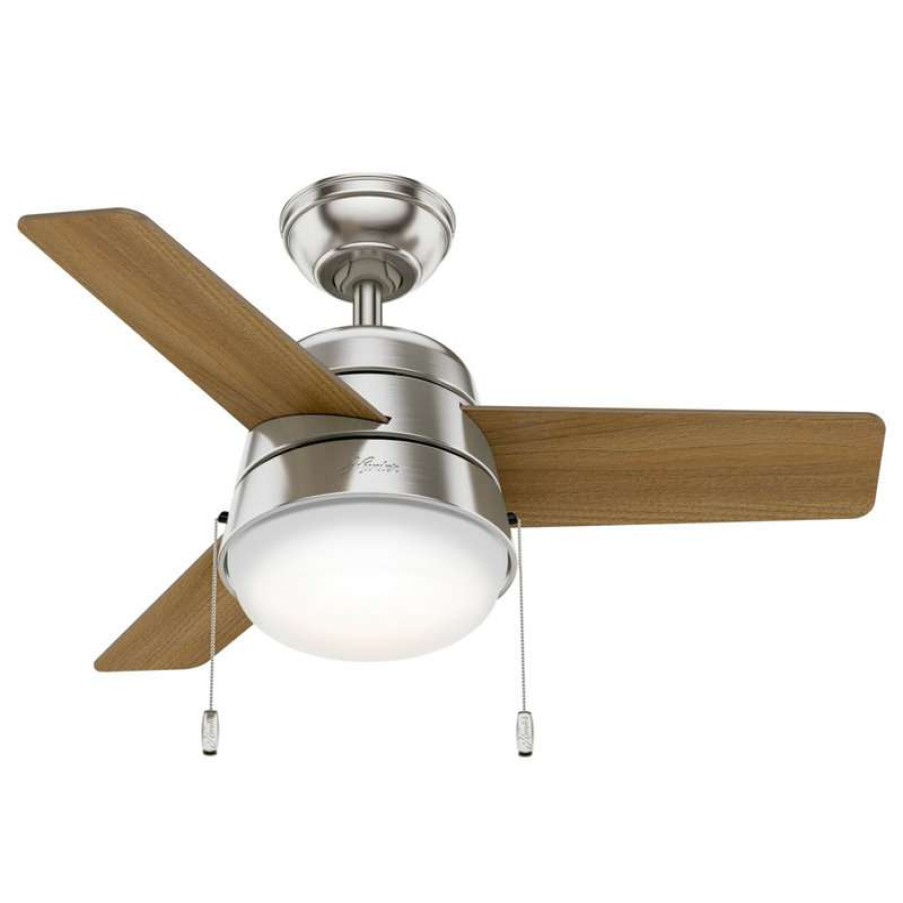 Ceiling Lighting * | Cheap Hunter Fan Company 36 Aker Brushed Nickel Ceiling Fan With Light