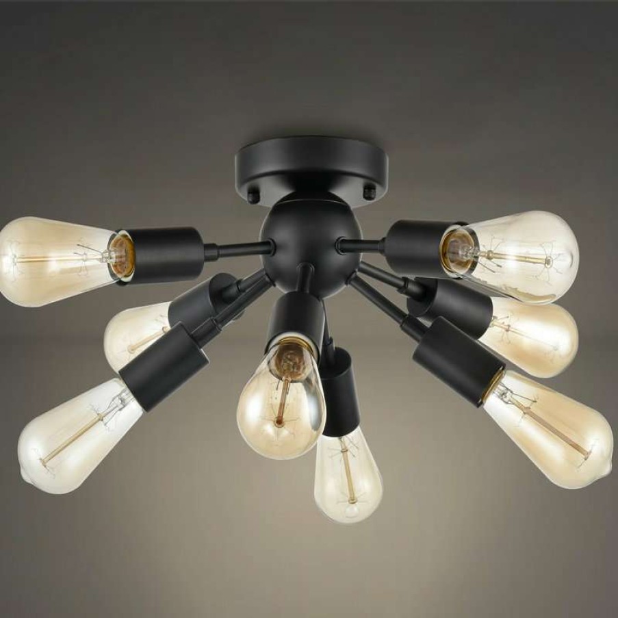 Ceiling Lighting * | Promo Mooseled Milano Sputnik Ceiling Light 8-Light Flush Mount Fixture, Black