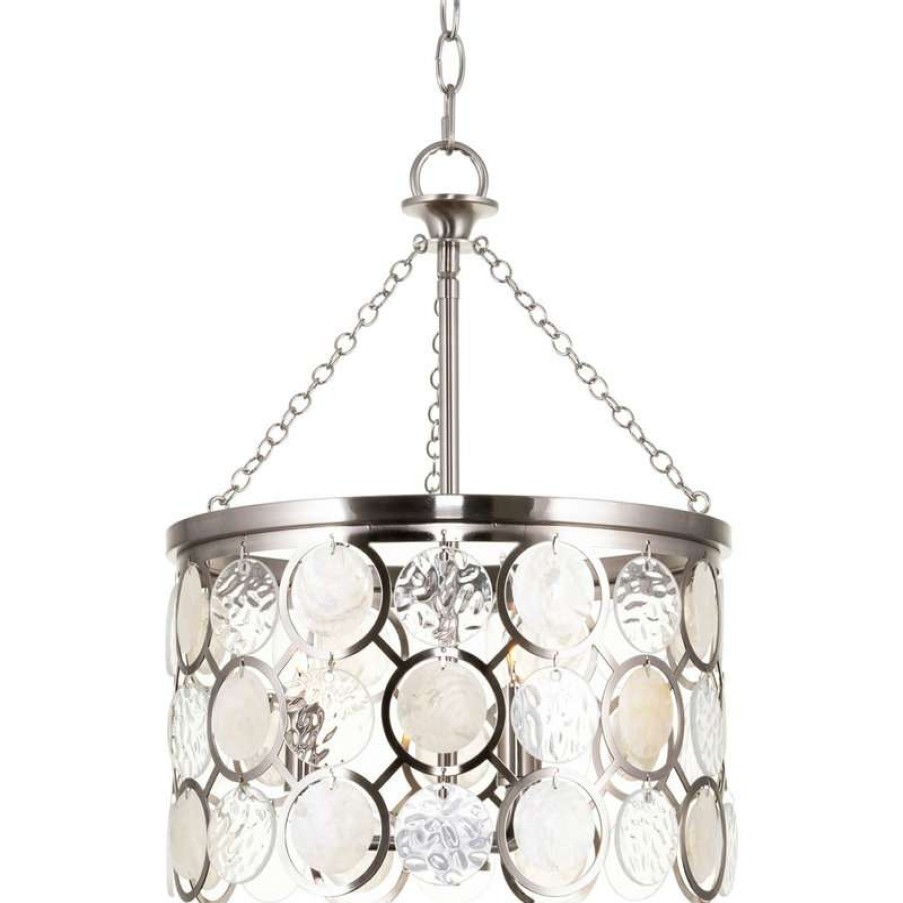 Ceiling Lighting * | Buy Kira Home Estelle 18 Chic Crystal Pendant Chandelier, Wavy Glass, Capiz Shell