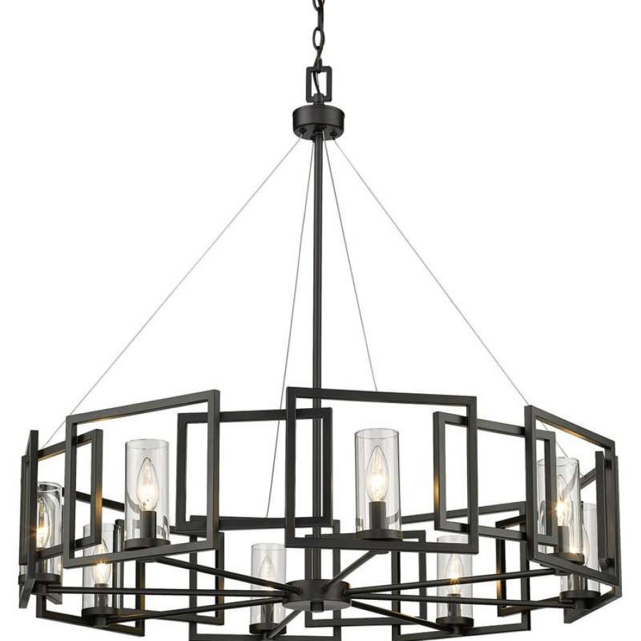 Ceiling Lighting * | Top 10 Golden Lighting Marco 8-Light Chandelier, Gunmetal Bronze, Matte Black, Matte Black