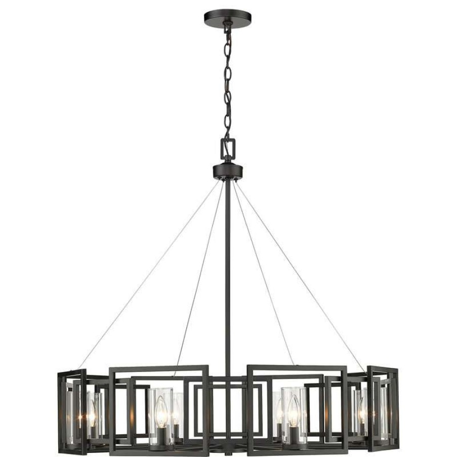 Ceiling Lighting * | Top 10 Golden Lighting Marco 8-Light Chandelier, Gunmetal Bronze, Matte Black, Matte Black