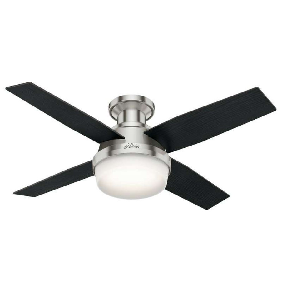 Ceiling Lighting * | Wholesale Hunter Fan Company 44 Dempsey Low Profile Ceiling Fan With Light + Remote, Br