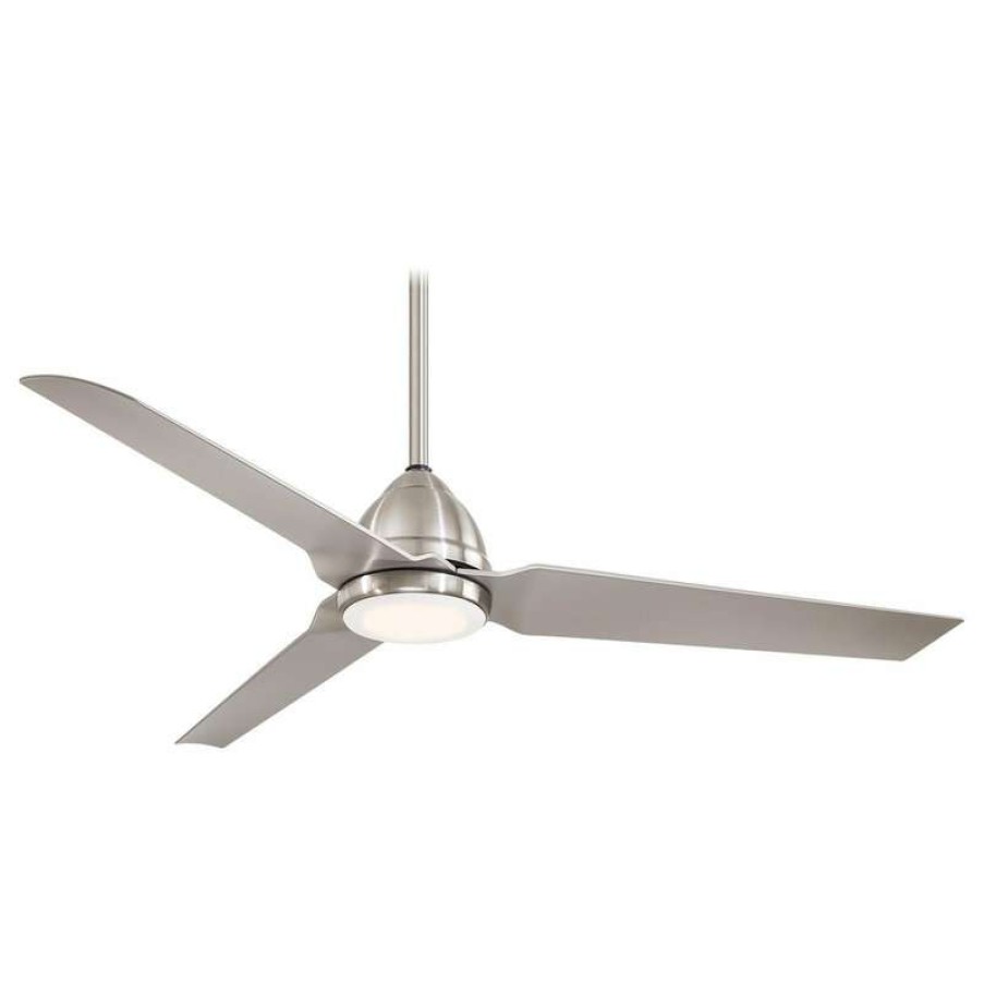 Ceiling Lighting * | Best Pirce Minka Aire Java 54 In. Led Indoor/Outdoor Brushed Nickel Wet Ceiling Fan