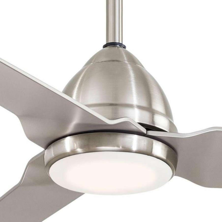 Ceiling Lighting * | Best Pirce Minka Aire Java 54 In. Led Indoor/Outdoor Brushed Nickel Wet Ceiling Fan