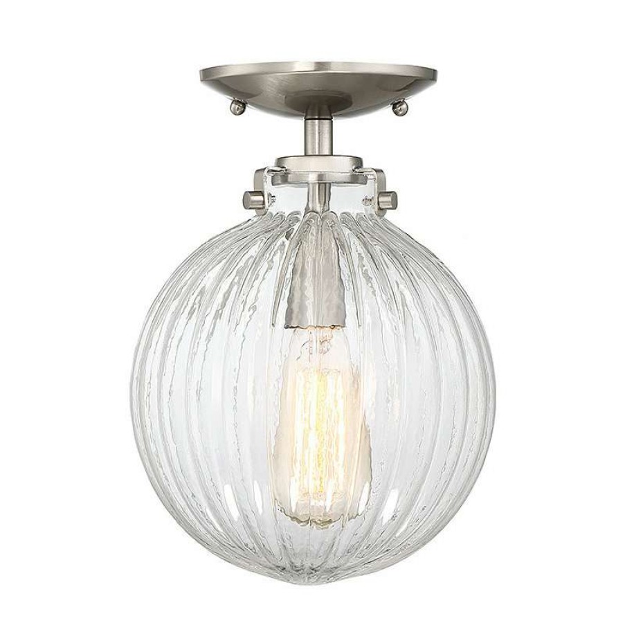 Ceiling Lighting * | Flash Sale Helmsman Lighting Works 1-Light Semi-Flush Mount, Brushed Nickel