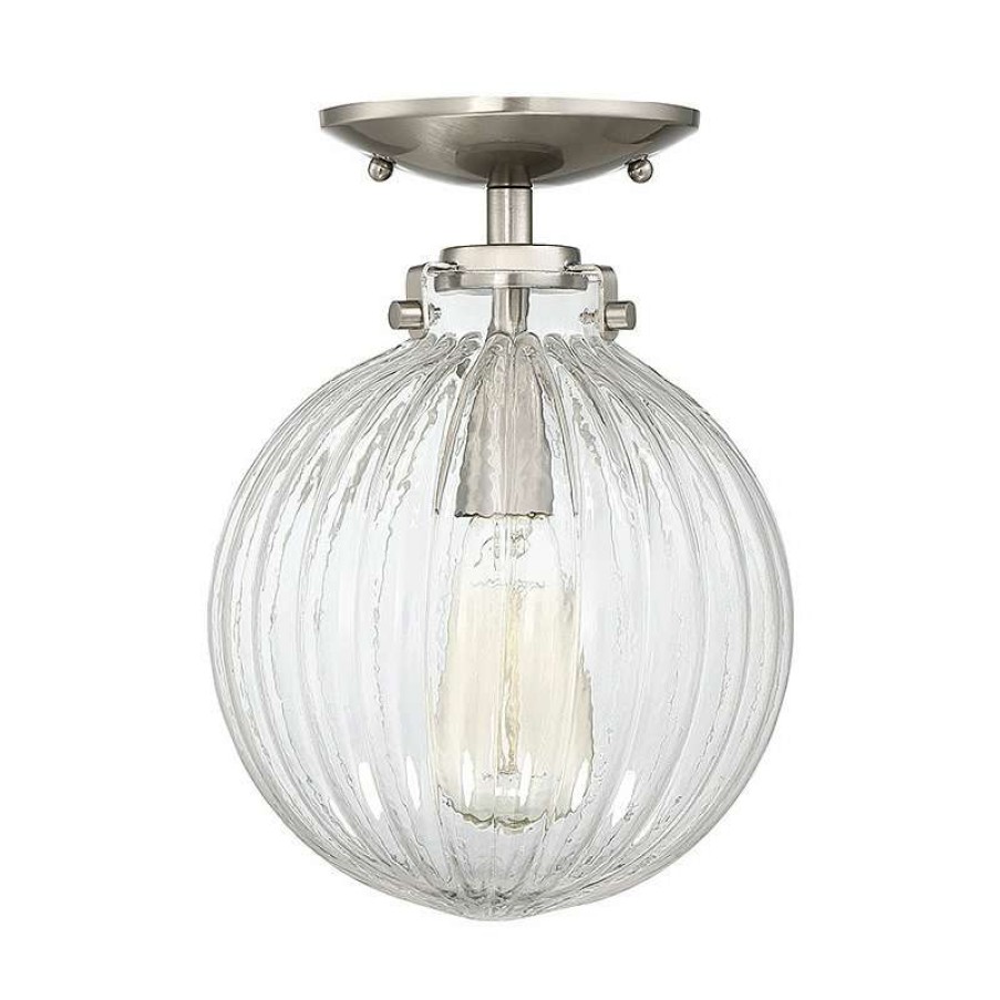 Ceiling Lighting * | Flash Sale Helmsman Lighting Works 1-Light Semi-Flush Mount, Brushed Nickel