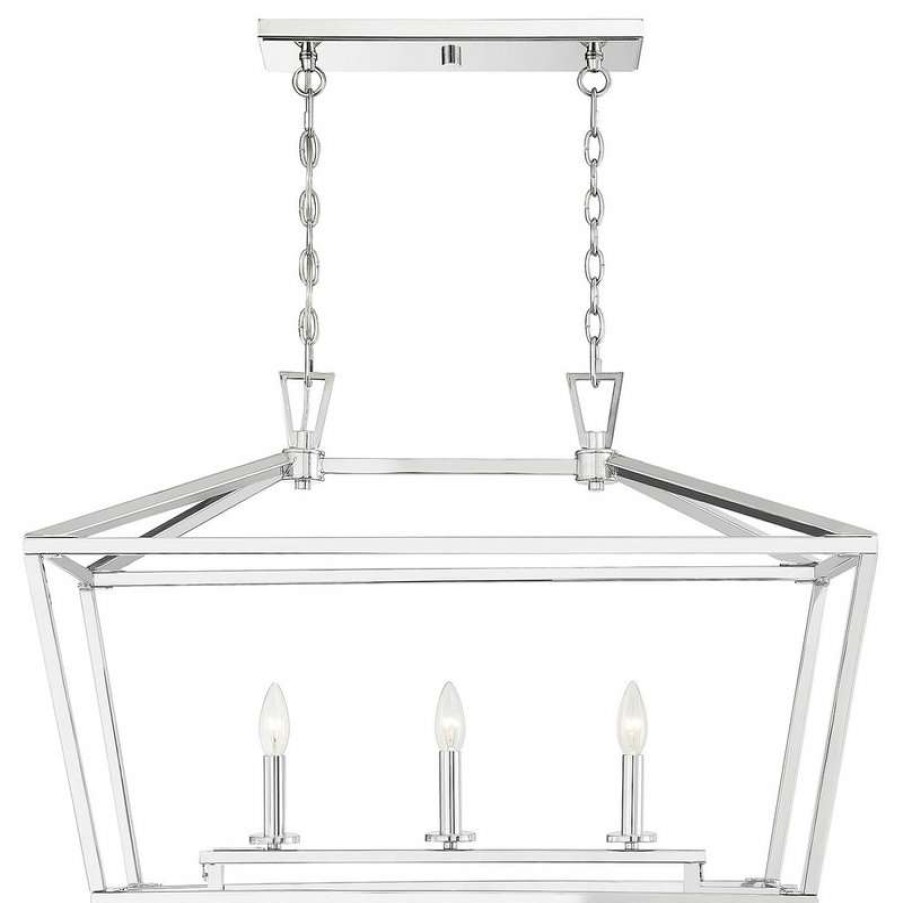 Kitchen & Cabinet Lighting * | Coupon Savoy House Townsend 3-Light Trestle Chandelier, Polished Nickel