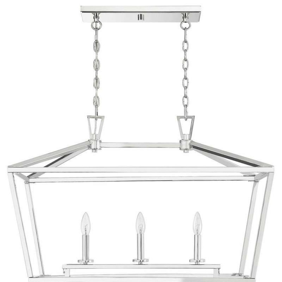 Kitchen & Cabinet Lighting * | Coupon Savoy House Townsend 3-Light Trestle Chandelier, Polished Nickel