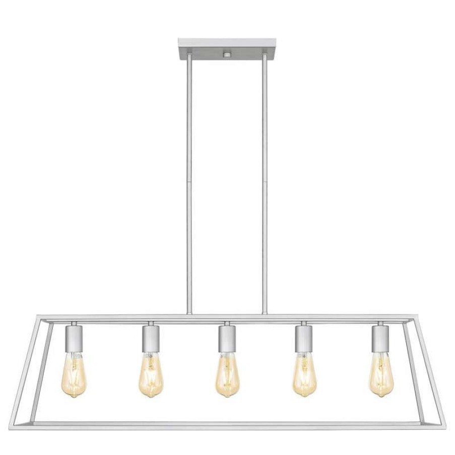 Kitchen & Cabinet Lighting * | Hot Sale Ove Decors Adele 5-Light 38 Ceiling Pendant Light, Painted Brushed Nickel