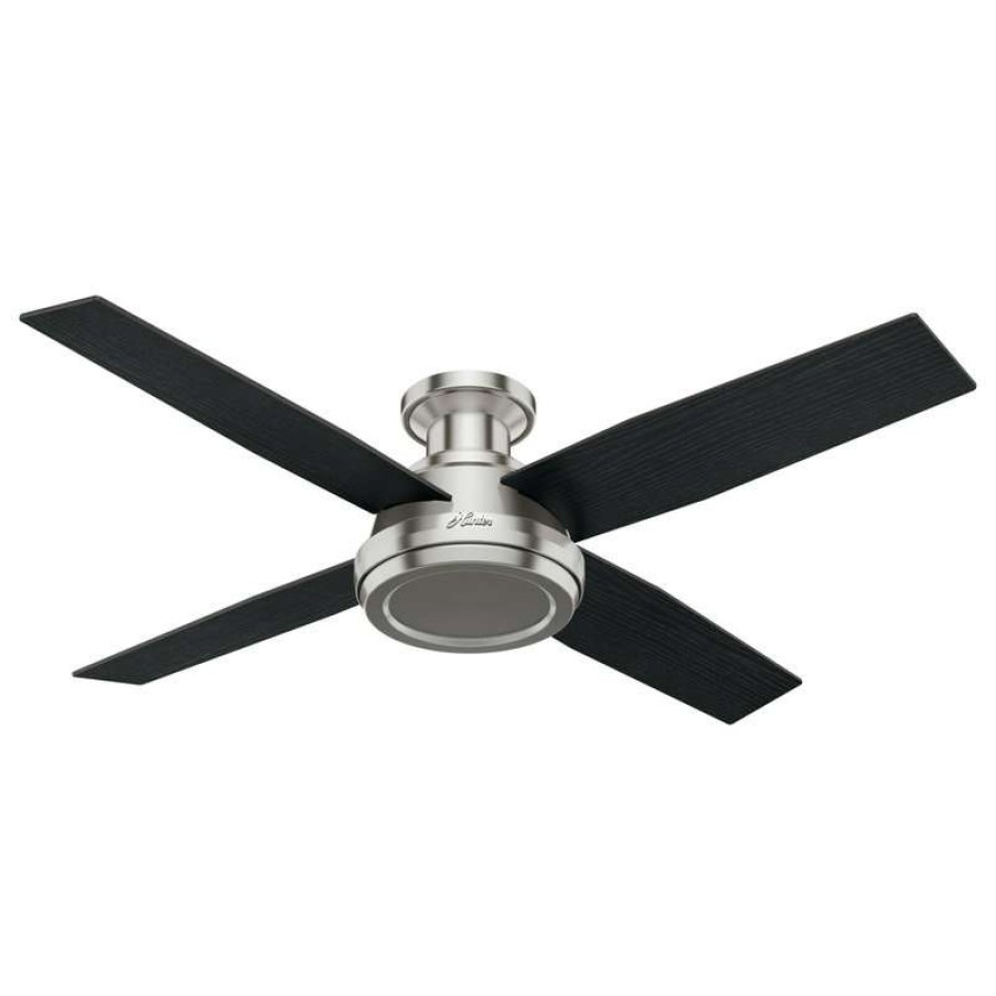 Ceiling Lighting * | Best Reviews Of Hunter Fan Company 52 Dempsey Low Profile Ceiling Fan + Remote, Brushed Nicke