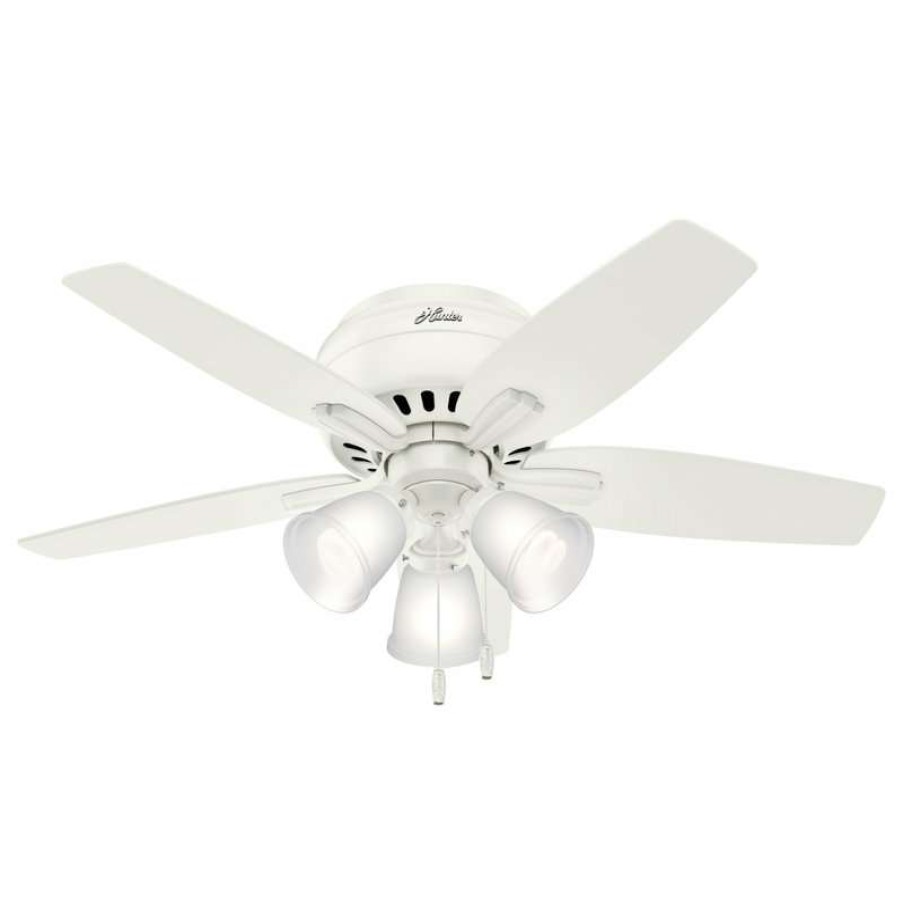 Ceiling Lighting * | Budget Hunter Fan Company 42 Newsome Low Profile Ceiling Fan With Light, Fresh White