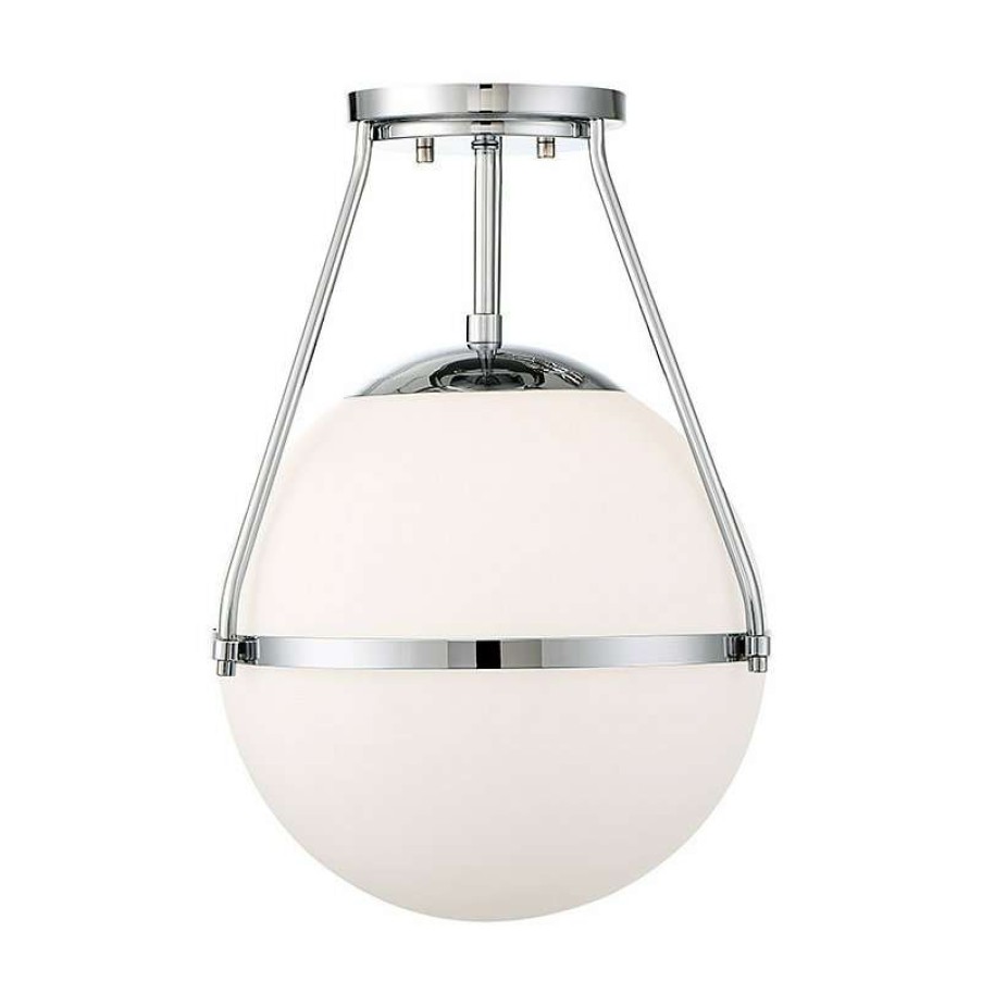 Ceiling Lighting * | New Helmsman Lighting Works 1-Light Semi-Flush Mount, Chrome