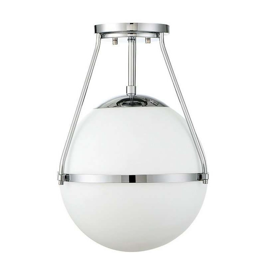 Ceiling Lighting * | New Helmsman Lighting Works 1-Light Semi-Flush Mount, Chrome