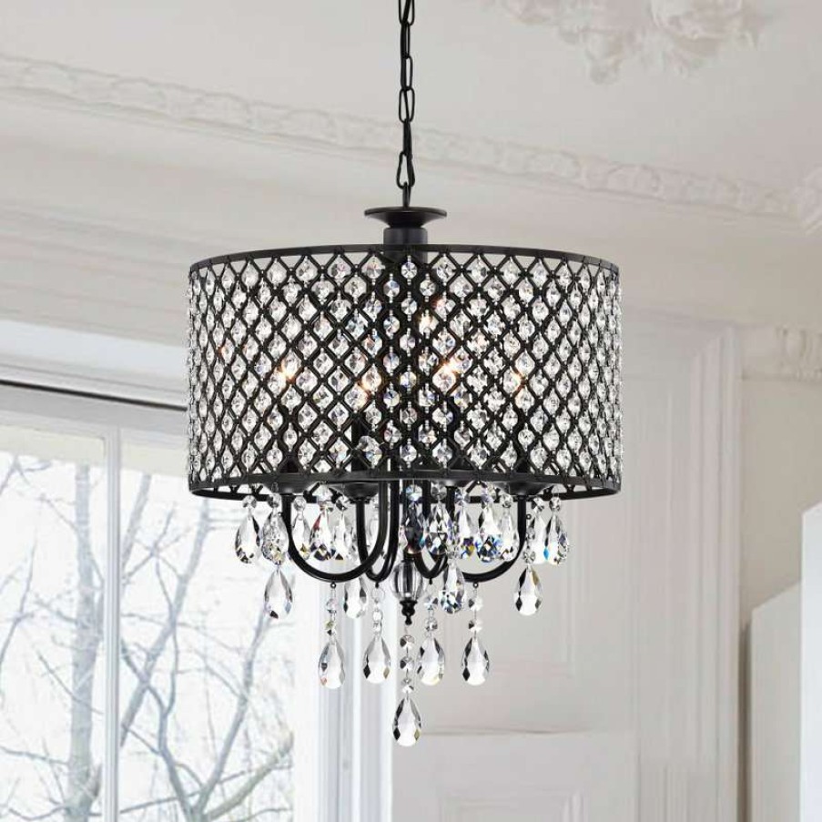 Ceiling Lighting * | Hot Sale Greenville Signature Adria 4-Light Drum Chandelier