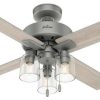 Ceiling Lighting * | New Hunter Fan Company Hunter Pelston 44 Ceiling Fan W/Led Light 50331 Matte Silver