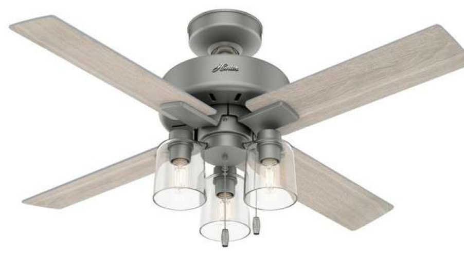 Ceiling Lighting * | New Hunter Fan Company Hunter Pelston 44 Ceiling Fan W/Led Light 50331 Matte Silver