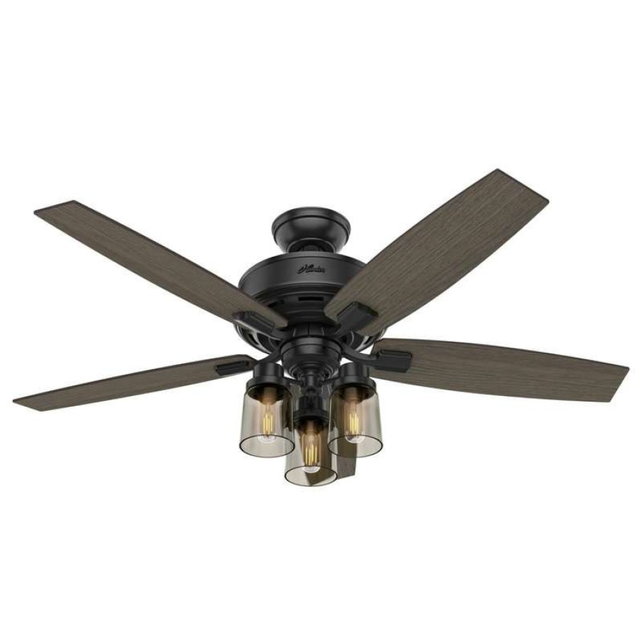 Ceiling Lighting * | Outlet Hunter Fan Company 52 Bennett Matte Black Ceiling Fan With Light And Remote