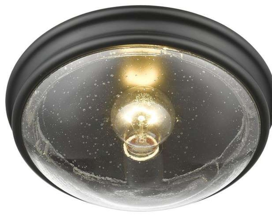 Ceiling Lighting * | Budget Millennium Lighting Inc Millennium Lighting Flushmount, Matte Black, Clear Seeded