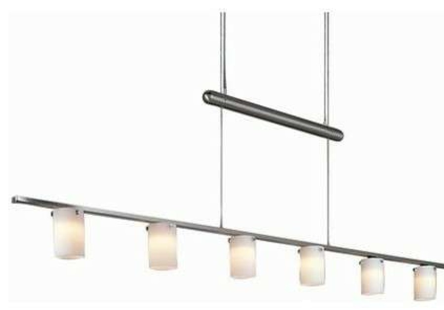 Kitchen & Cabinet Lighting * | Hot Sale Minka Aire Counter Weights 47.25 6-Light Low Voltage Brushed Nickel Etched Opal Glass