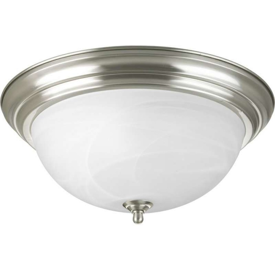 Ceiling Lighting * | Brand New Progress Lighting 3-60W Medium Close To Ceiling, Brushed Nickel