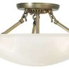 Ceiling Lighting * | Best Deal Livex Lighting Inc. Oasis Ceiling Mount, Antique Brass