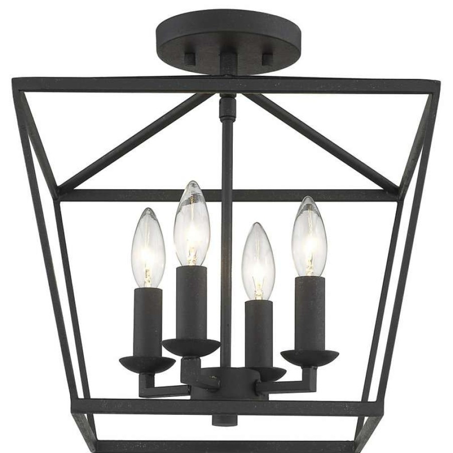 Ceiling Lighting * | Brand New Lighting Favorites 4 Light Semi-Flush Convertible To Pendant Forged Black Lantern