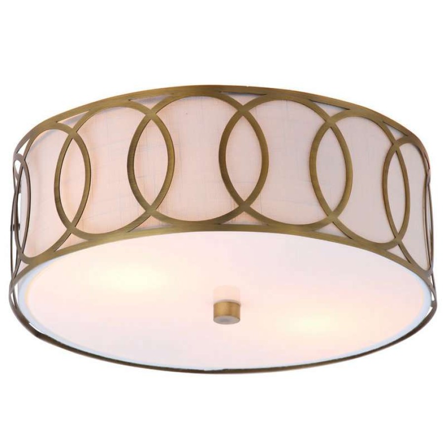 Ceiling Lighting * | Best Sale Jonathan Y Aria 2-Light Metal Led Flush Mount, Brass Gold, 12.25 W