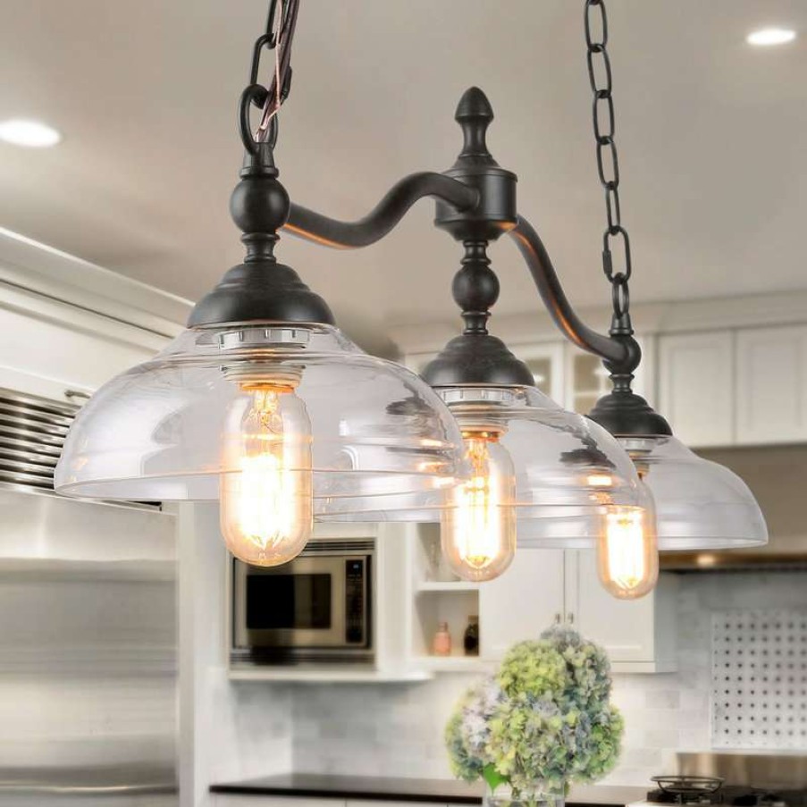 Kitchen & Cabinet Lighting * | Cheap Laluz 3-Light Wrought Iron Chandelier