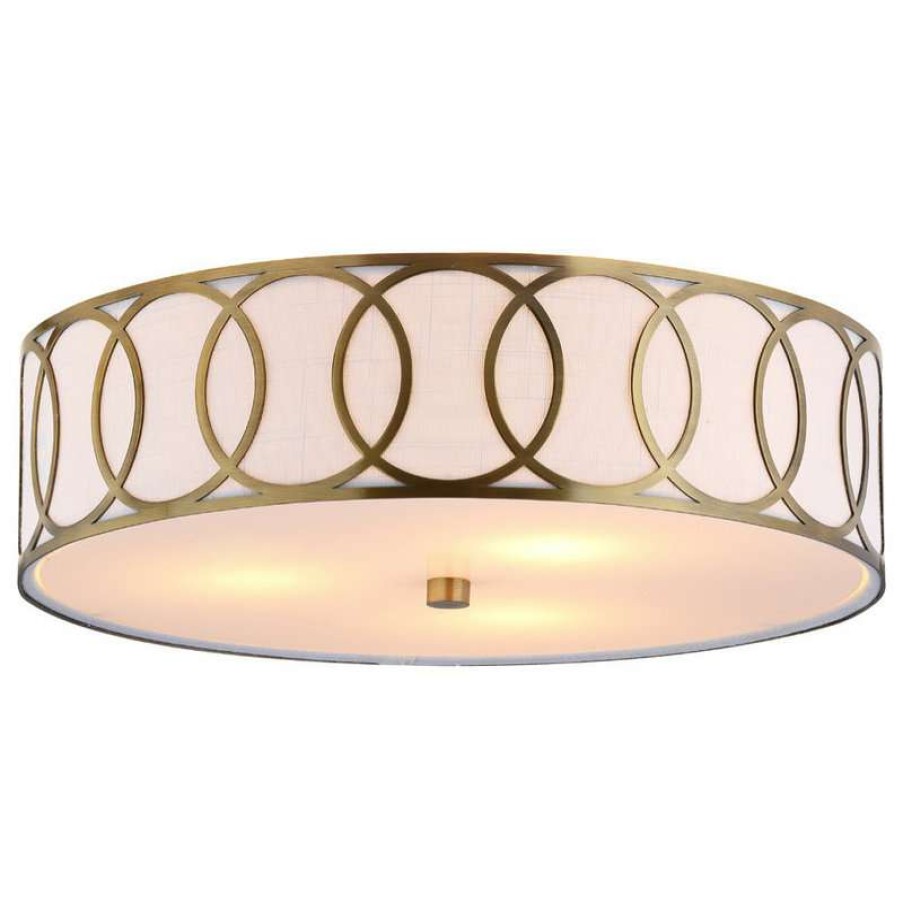 Ceiling Lighting * | Discount Jonathan Y Aria 2-Light Metal Led Flush Mount, Brass Gold, 15.5 W