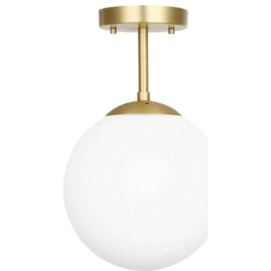 Ceiling Lighting * | Deals Light Society Aura Globe Ceiling Light, Milk Glass