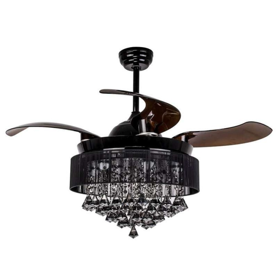 Ceiling Lighting * | Cheapest Whoselamp Crystal Folding Blades Ceiling Fan With Light And Remote Control