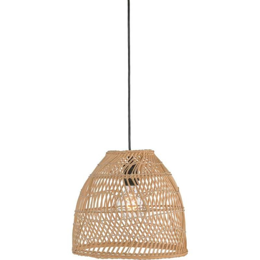 Ceiling Lighting * | Hot Sale Kouboo Luhu Open Weave Cane Rib Mini Bell Pendant Lamp, Natural, Small