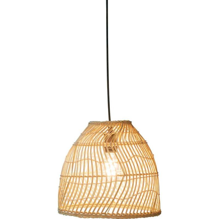 Ceiling Lighting * | Hot Sale Kouboo Luhu Open Weave Cane Rib Mini Bell Pendant Lamp, Natural, Small