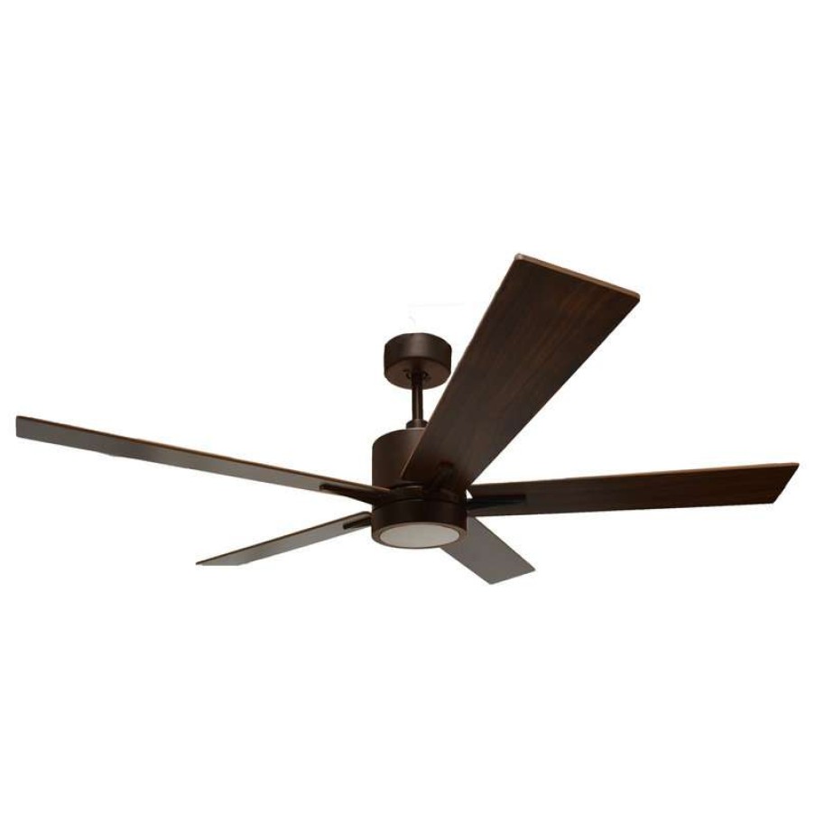 Ceiling Lighting * | Best Deal Vivio Lighting 5-Blade 52 Modern Rubbed Bronze Ceiling Fan W/Led + Wall Control