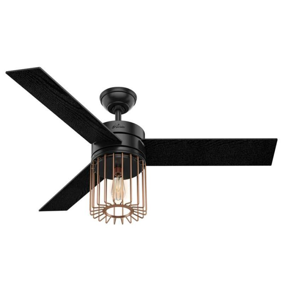 Ceiling Lighting * | Best Reviews Of Hunter Fan Company 52 Ronan Ceiling Fan With Light + Remote, Matte Black