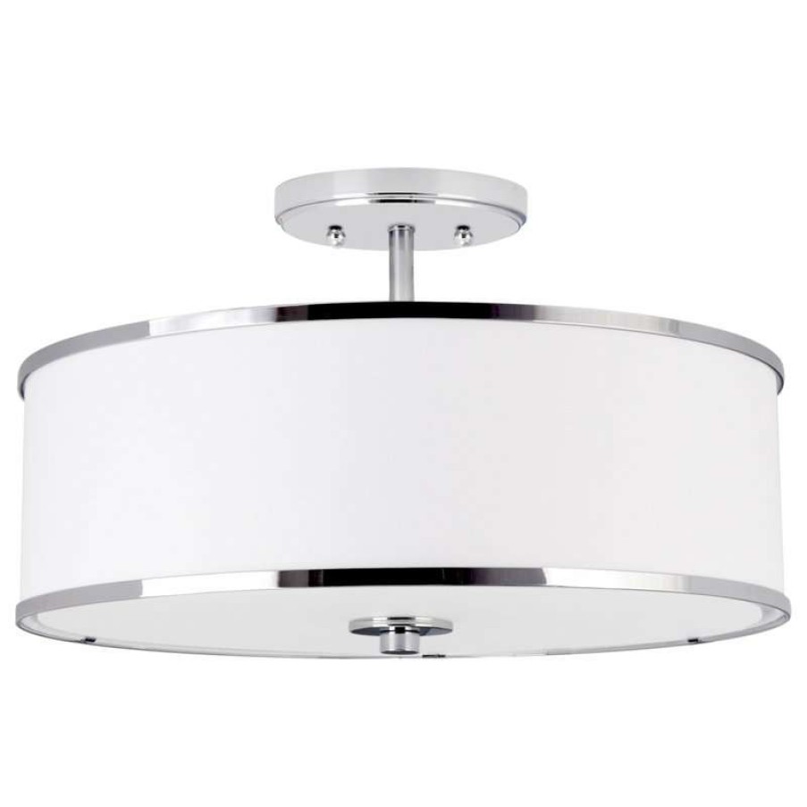 Ceiling Lighting * | Best Reviews Of Kira Home Chloe 15 Retro Ceiling Light, White Drum Shade, Led Compatible, Round