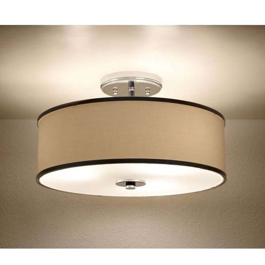 Ceiling Lighting * | Best Reviews Of Kira Home Chloe 15 Retro Ceiling Light, White Drum Shade, Led Compatible, Round