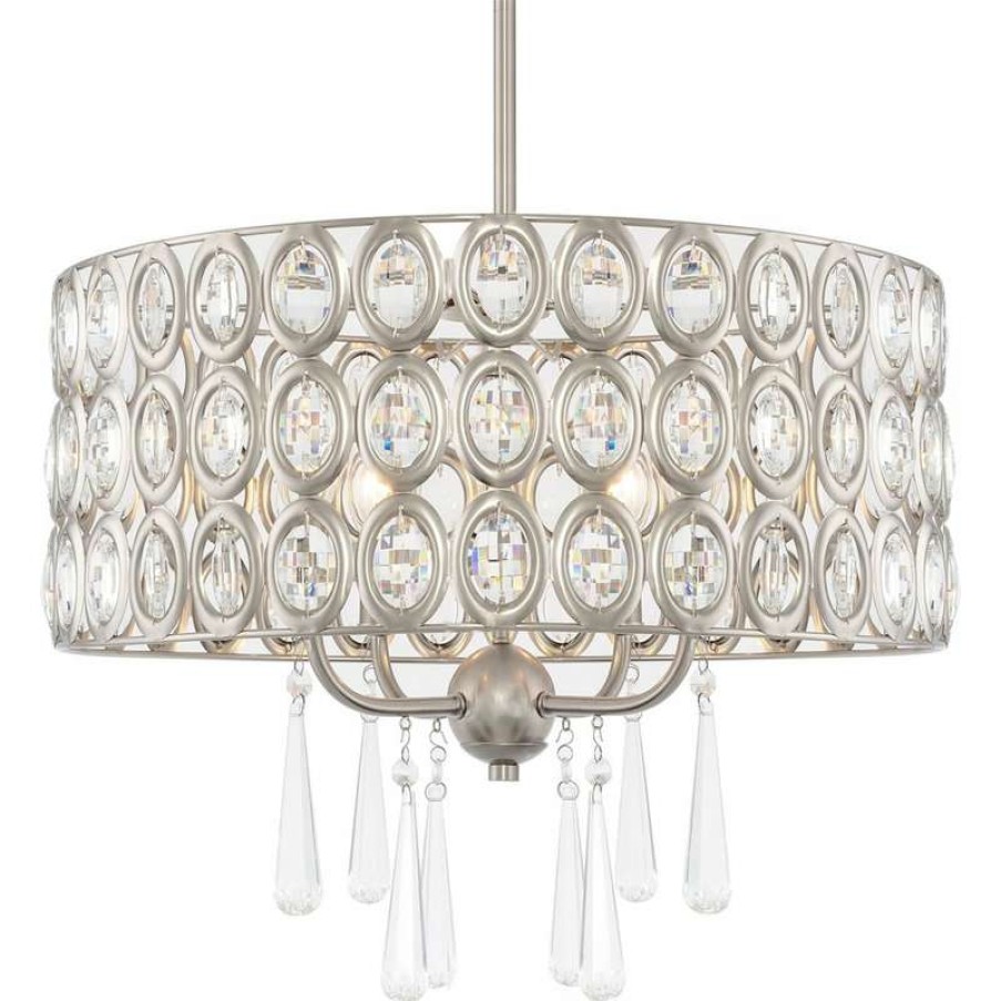 Ceiling Lighting * | Promo Kira Home Amelia 18 Chic Crystal Chandelier Pendant Light, Brushed Nickel