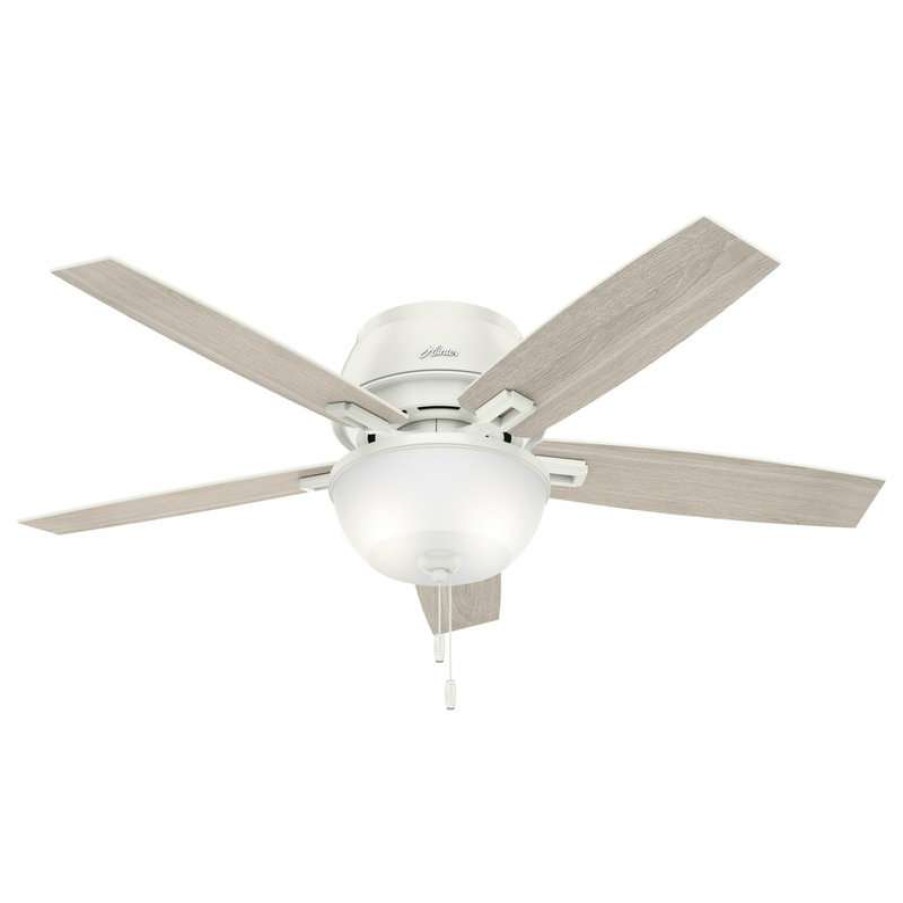 Ceiling Lighting * | Best Deal Hunter Fan Company 52 Donegan Low Profile Fresh White Ceiling Fan With Light