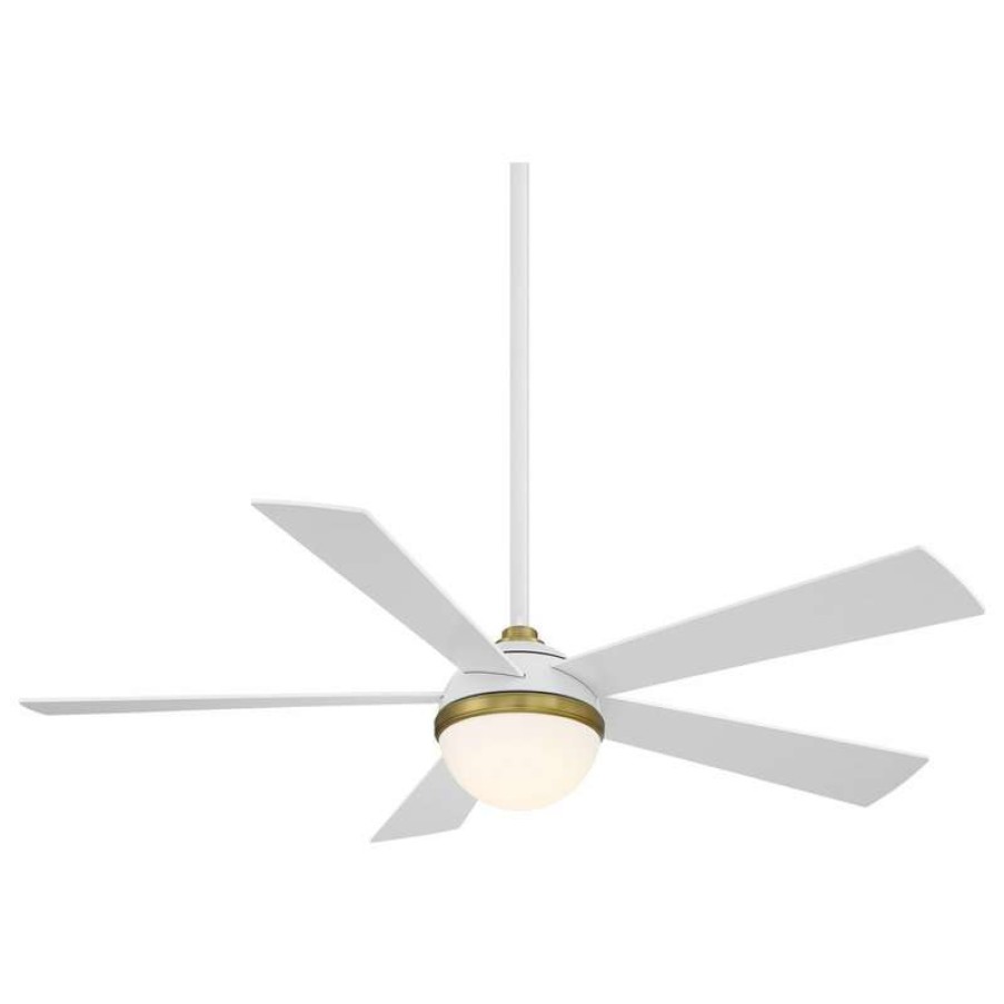 Ceiling Lighting * | Cheapest Wac Lighting Eclipse Indoor/Outdoor 5-Blade Smart Ceiling Fan 54 Satin Brass/White, Led