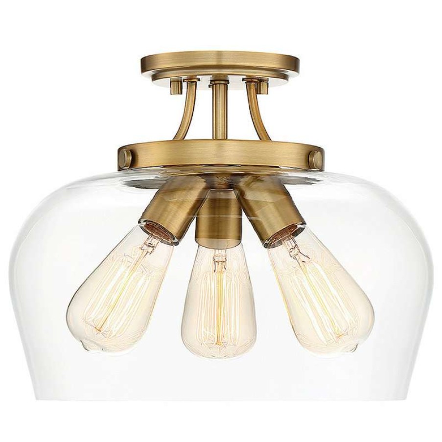 Ceiling Lighting * | New Savoy House 3-Light Semi-Flush Mount, Warm Brass