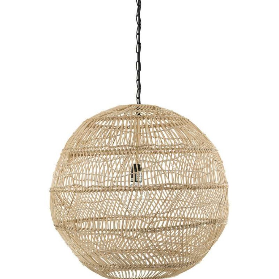 Ceiling Lighting * | Discount Kouboo Luhu Open Weave Cane Rib Ball Pendant Lamp, Natural